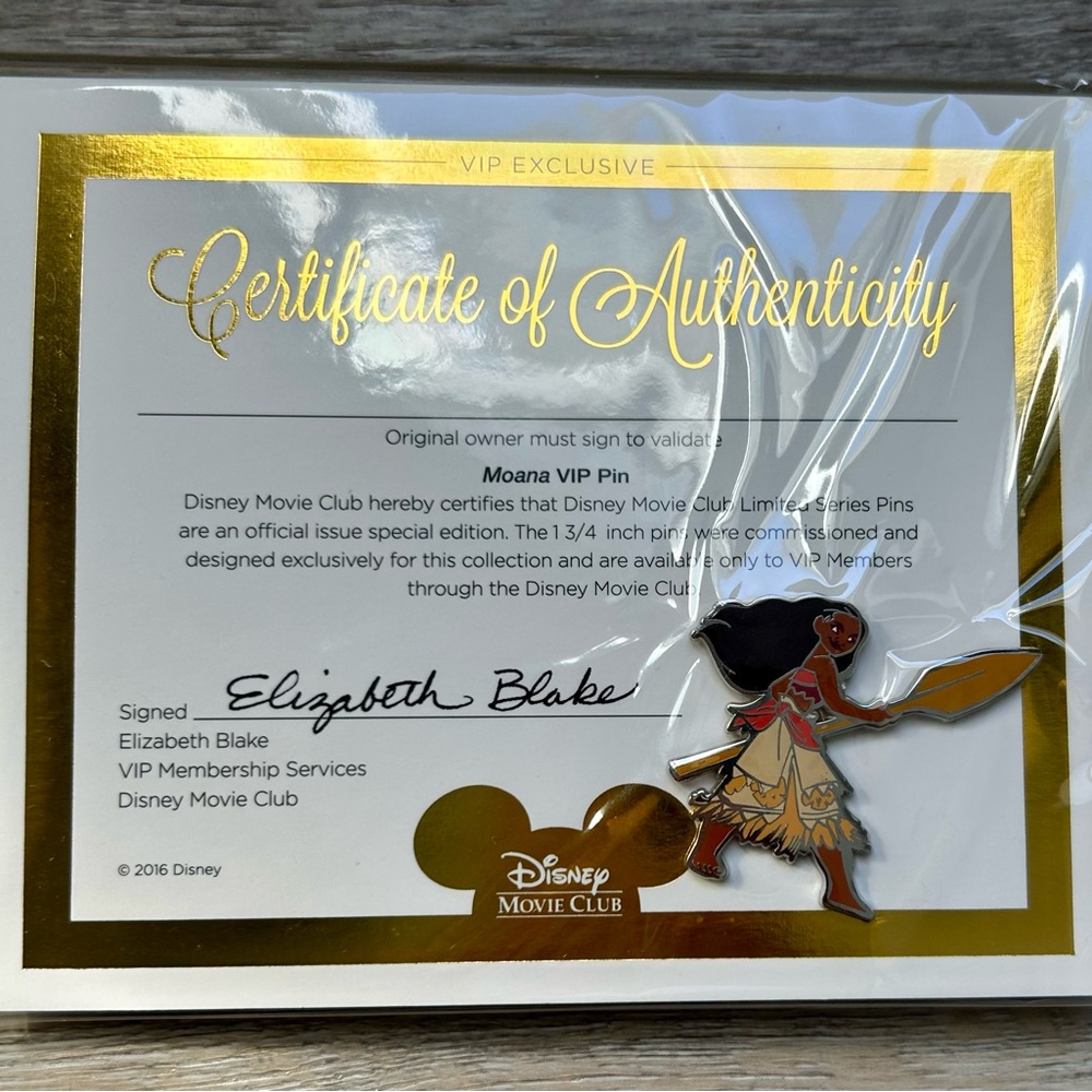 Disney Movie Club Exclusive Moana VIP Pin